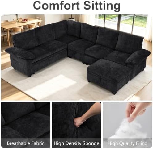 108''Modular Sectional Sleeper Sofa, L Shape Pull Out Sofa Bed - Image 6