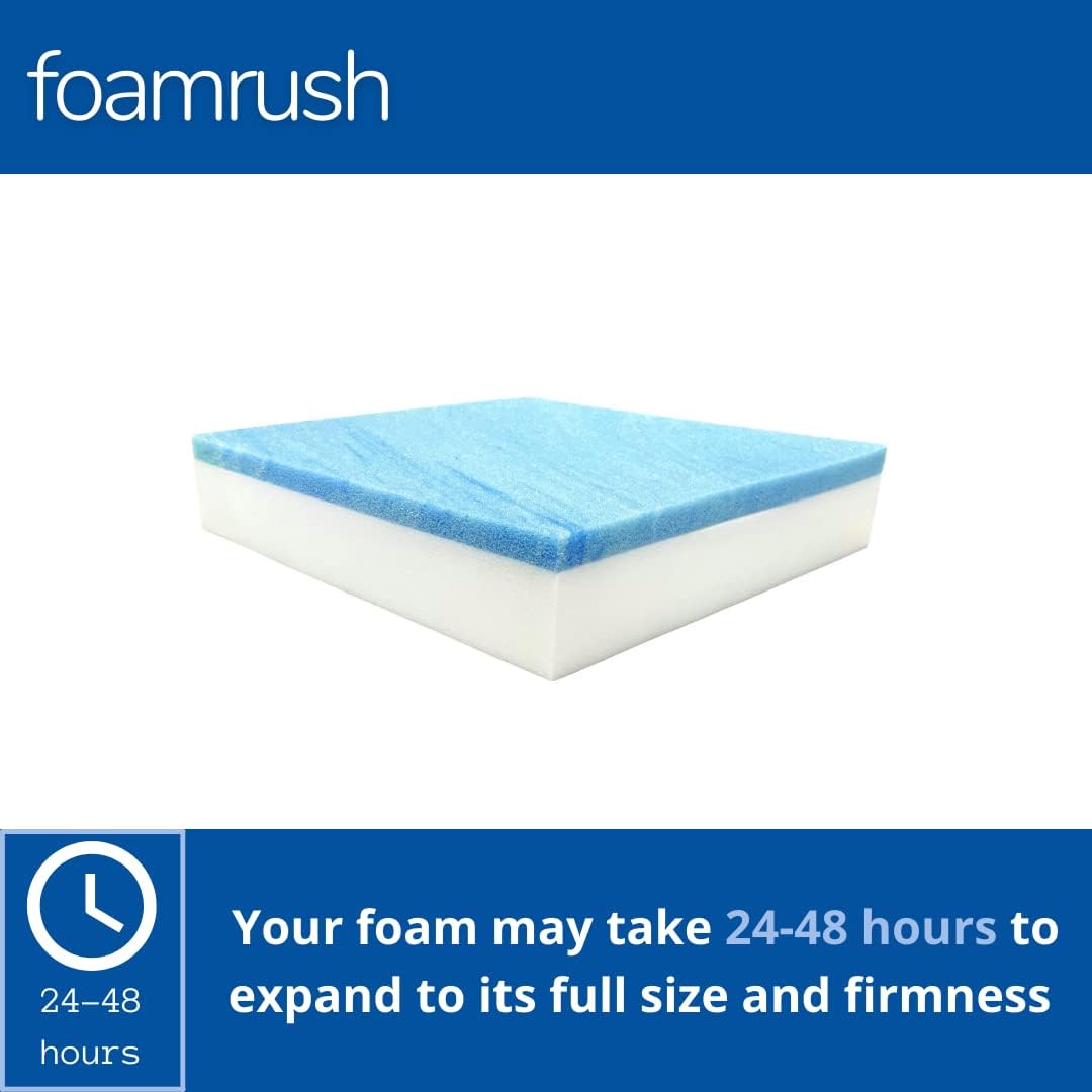 FoamRush 12" x 24" x 24" Gel Memory Foam Bench Cushion Replacement Medium Firm (Upholstery Foam, Seat Replacement, Upholstery Sheet, Foam Rubber Padding, Couch, Sofa Cushion, Mattress) Made in USA
