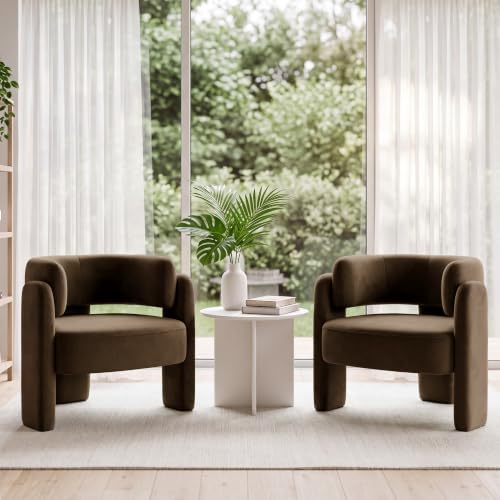 Velvet Barrel Accent Chairs Set of 2 by Arcnook