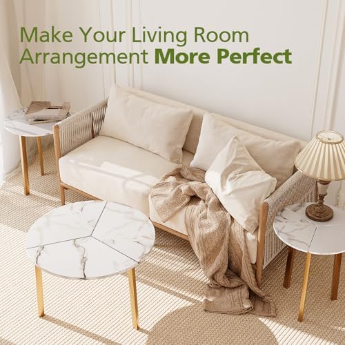 COSIEST Small Coffee Table Set of 2, Round Coffee Table - Image 5
