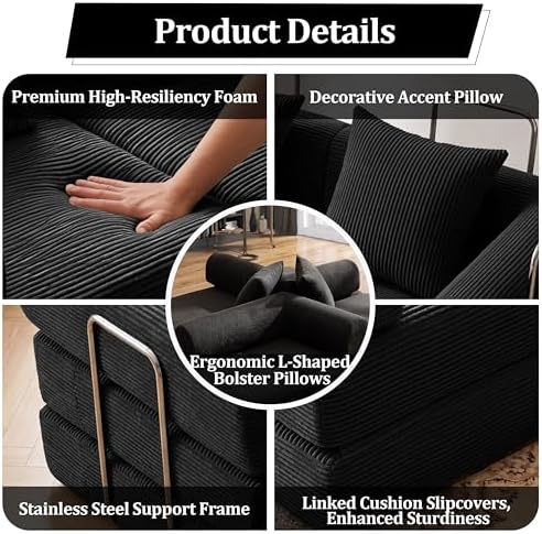 Convertible Compressed Corduroy Folding Cloud Sofa Bed, 5 in 1 Floor Mattress - Image 5