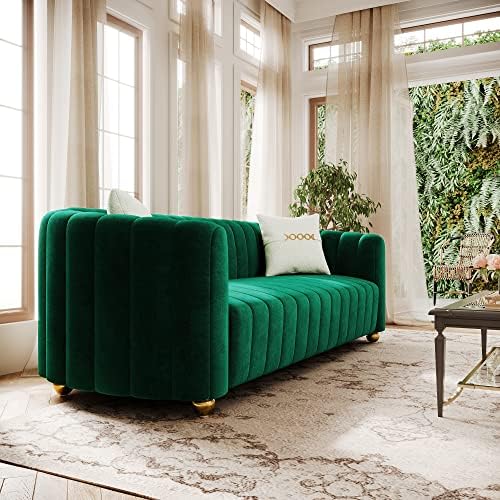 3-Piece Green Velvet Tufted Sofa Set - Image 4