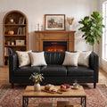 Garvee 81'' Black Faux Leather Couch by Garvee
