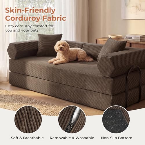 79" Convertible Futon Sofa Bed, Boneless Couch - Image 5