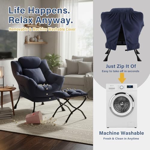 Lazy Chair with Ottoman, Comfy Reading Chair - Image 6