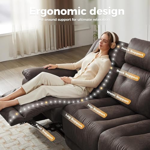 Oversized Manual Recliner Sofa, 86” Extra Wide 3 Seater Reclining Couch - Image 6
