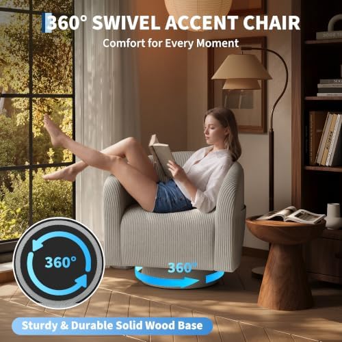 Garvee Swivel Accent Chair 360 Degree Swivel Barrel Armchair - Image 3