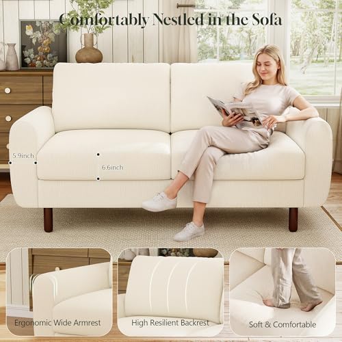 WorthFurni 68" Loveseat Sofa, Comfy Chenille Fabric Couches - Image 4