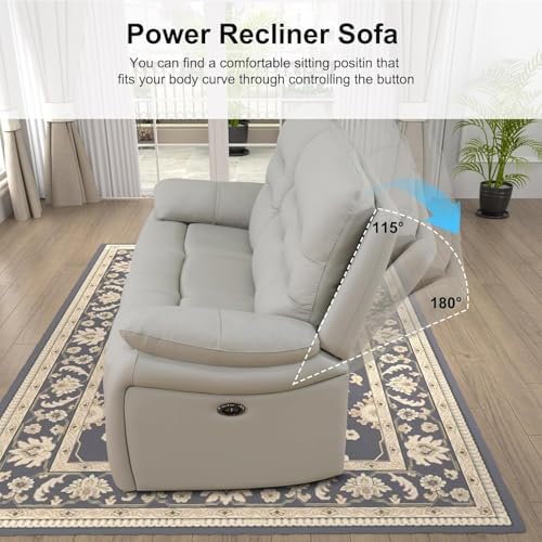 Power Recliner Sofa Set with LED Lights, Air Leather Reclining Sofa with Charge - Image 4