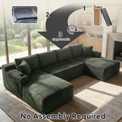 125" Modular Sectional Sofa Couch, U-Shaped Boneless Couch - Image 4