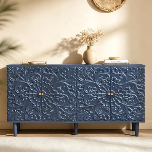 59" Buffet Cabinet with Storage, Floral Embossed Sideboard by WelcometoFurnitureSalon