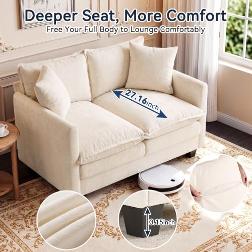 Loveseat Sofa, Soft Chenille Cloud‑Cushion Small‑Space Couch - Image 3