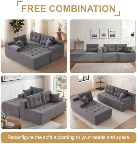 Hobestluk Boneless Couches Modular Sectional Sofa L-Shape Oversized Chaise - Image 6