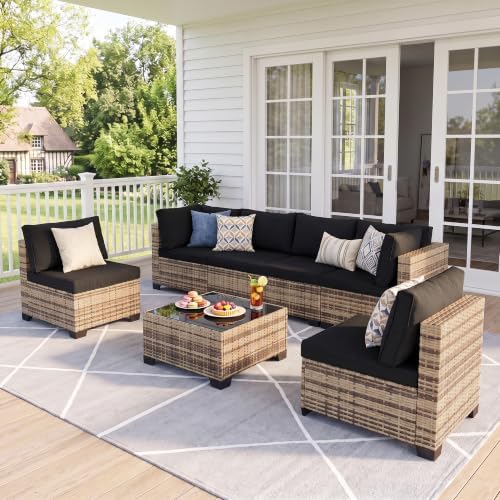 FHFO 7 Piece Patio Furniture Set, Outdoor Wicker Sectional Sofa Set - Image 2