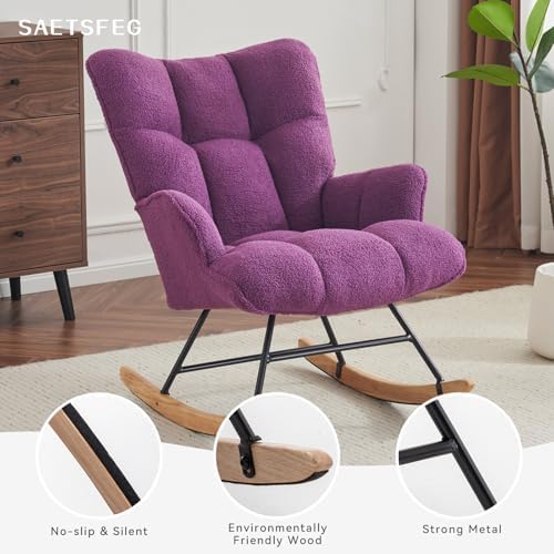 SAETSFEG Nursery Rocking Chair Teddy, Upholstered Glider Rocker - Image 5