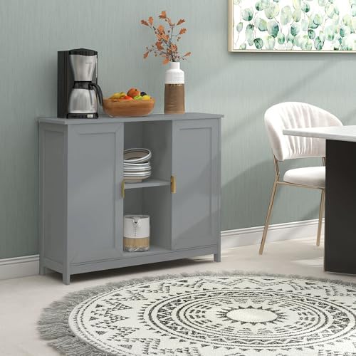TaoHFE Grey Kitchen Pantry, Modern Wooden Small Credenza Sideboard - Image 6
