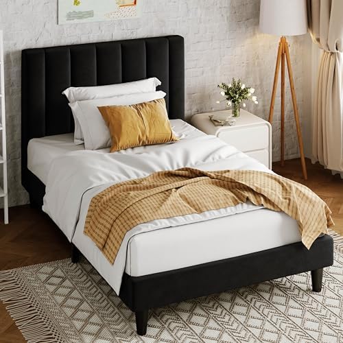 Allewie Twin Bed Frame/Velvet Upholstered Bed Frame - Image 3