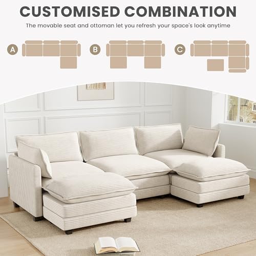 ROWHY 112'' Sectional Modular Cloud Couch, Oversized 5 Seat Couches U Shaped - Image 6