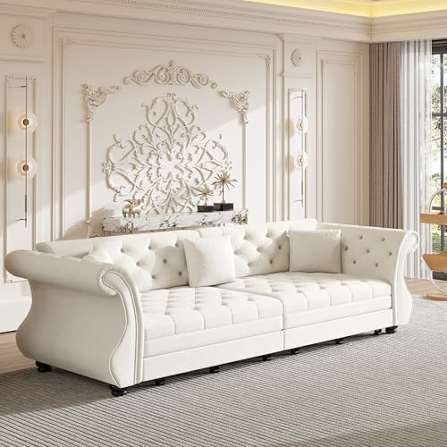 Sleeper Sofa Bed 97.6", Velvet Pull Out Couch, Chesterfield Sofa by SmartEdge