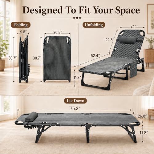 MOPHOTO 5-Position Folding Chaise Lounge Chair - Image 2