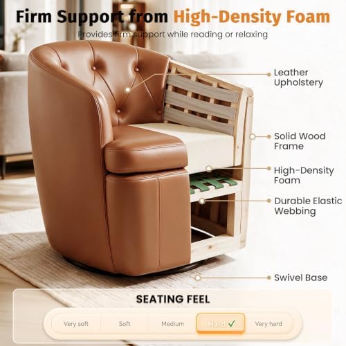 Couchus 360° Swivel Accent Chair, Button-Tufted Barrel Chair - Image 4