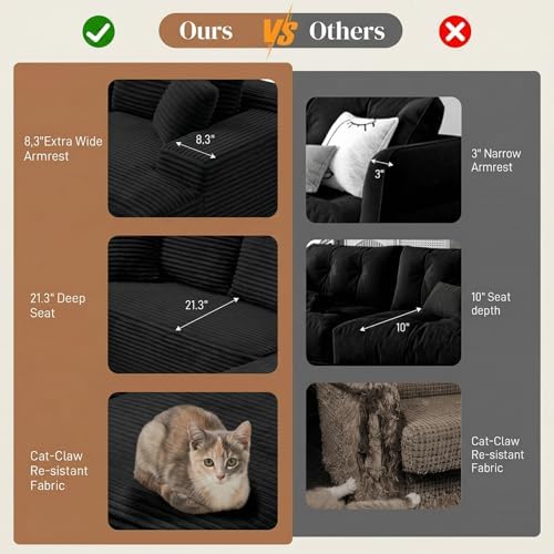 95" L Shaped Cloud Boneless Sectional Couches - Image 5