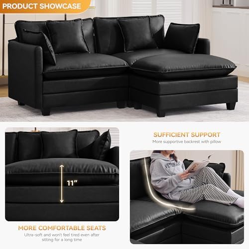 76'' Cloud Deep Seat Loveseat Sofa, Upholstered Leather Modular 2-Seats - Image 3
