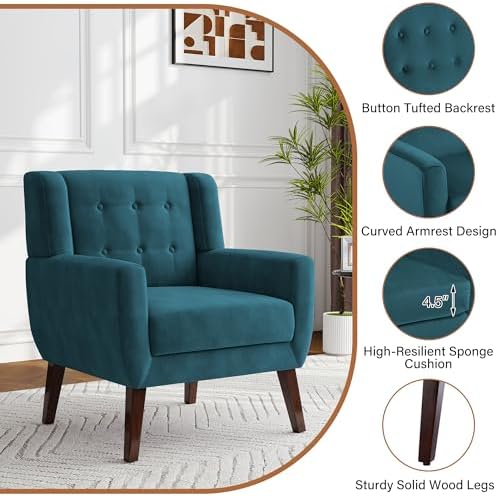 Accent Chair, Upholstered Armchair in Velvet - Image 6