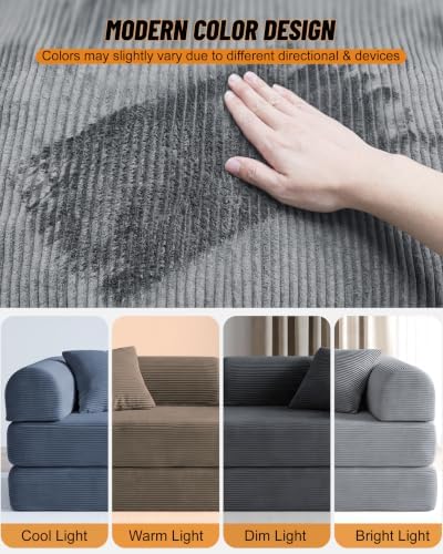79" Boneless Couch for Living Room, Convertible Futon Sleeper Sofa Bed - Image 6