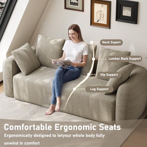 Curved Modern Couch Sofa, Boneless Couch, Modern 3 Seater Cloud Couch, Deep Seat - Image 5