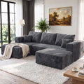 92.5" U-Shaped Boneless Modular Sectional Sofa, 3 Seater Sofa by TEKIROSE