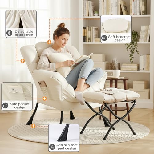 Lazy Chair with Ottoman, Comfy Reading Chair - Image 2