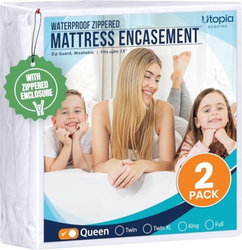 Utopia Bedding Queen Mattress Protector Zippered 2 Pack, 100% Waterproof by UTOPIABEDDING