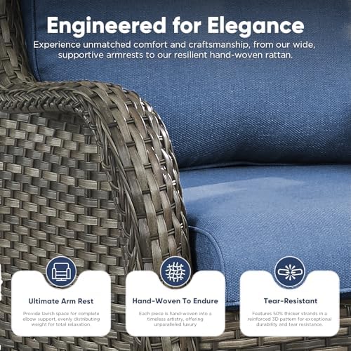 Belord 5 Piece Wicker Patio Furniture Set, Outdoor Swivel Rocker Chairs Set of 2 - Image 6