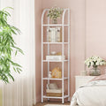 Hzuaneri Bookcase Bookshelf, Tempered Glass Arched Bookshelf by Hzuaneri