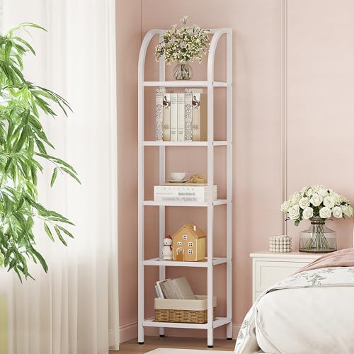 Hzuaneri Bookcase Bookshelf, Tempered Glass Arched Bookshelf by Hzuaneri