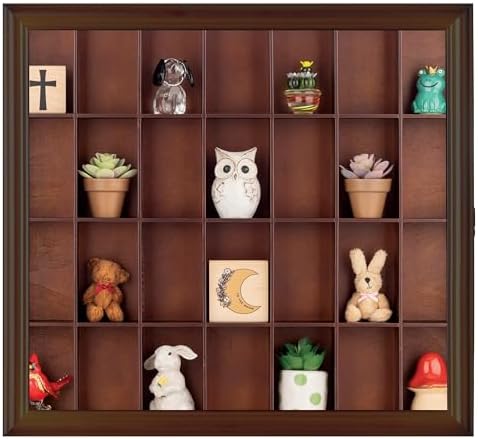 Gallery Solutions Walnut Shot Glass Display Case, 18 x 16 in., 28 Slots - Image 2
