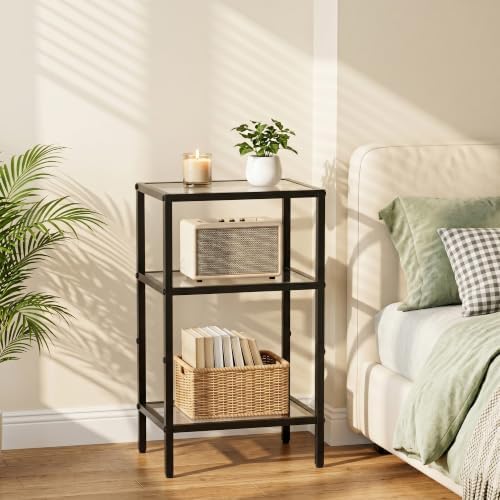Glass Side Table, Tempered Glass End Table, 3-Tier Nightstands - Image 5