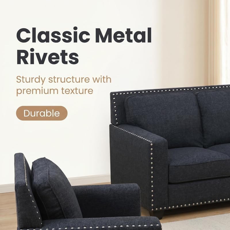 3-Piece Transitional Fabric Sofa Set, Living Room Couch - Image 3
