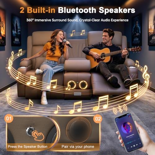 Home Theater Seating, Power Loveseat Recliner Sofa - Image 3