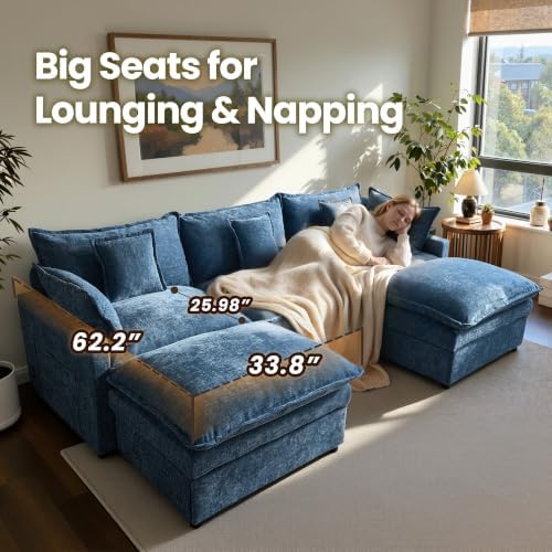 108'' U Shaped Cloud Couch, 3-Seater Sofa - Image 5