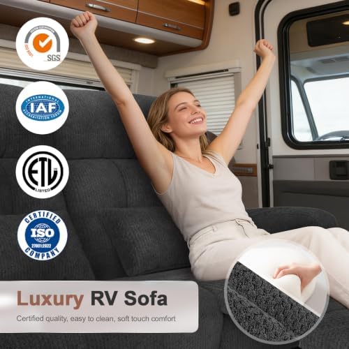 Reclining Loveseat Sofa, RV Loveseats Recliner Sofas Wall Hugger, Double - Image 3
