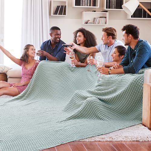 Bedsure Cooling Waffle Blanket for Hot Sleepers, Mint Green, Oversized King - Image 2