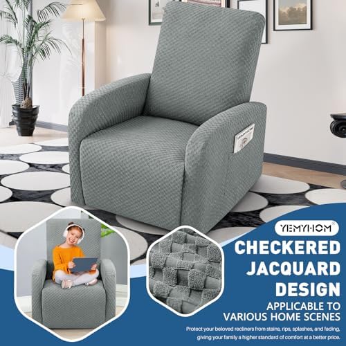 YEMYHOM 3 Pieces Stretch Recliner Slipcover Latest Jacquard Small Recliner - Image 2