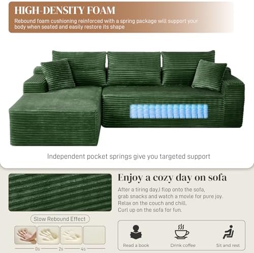 108" L Shaped Cloud Boneless Sectional Couches - Image 4