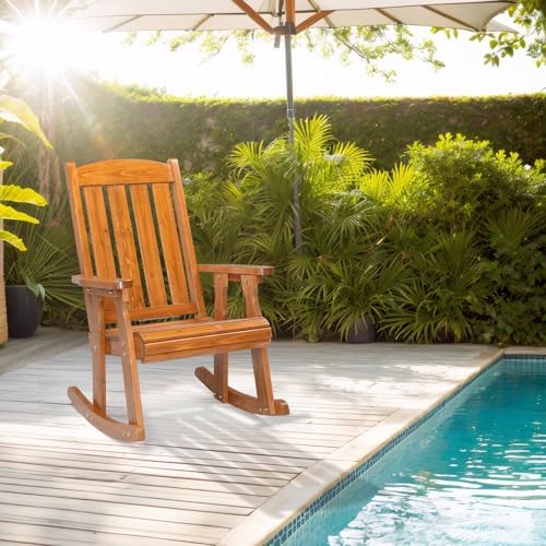 VINGLI Outdoor Rocking Chair, Heavy Duty 600 LBS Wooden Rocker - Image 2