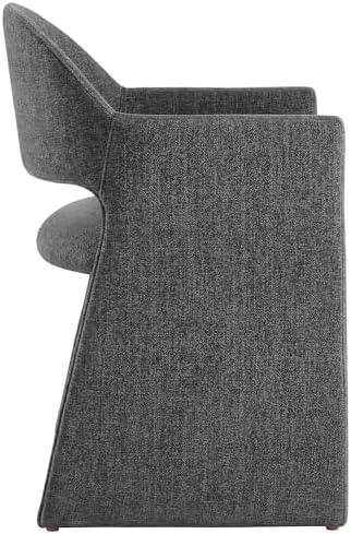 Modway Talia Upholstered Fabric Dining Armchair in Charcoal - Image 6