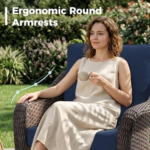 Outdoor Wicker Chair Set of 2, All-Weather Use Patio Rattan Chair - Image 6