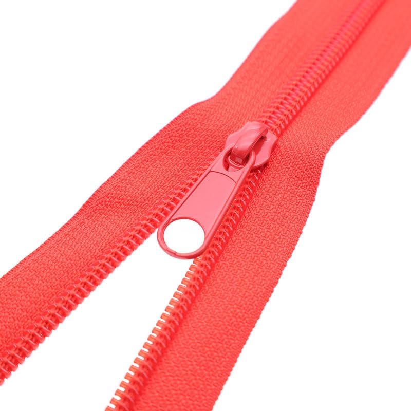 Leekayer #5 Red Nylon Zippers by The Yards Bulk 10 Yards Coil Zipper Tape with 25pcs Zipper Sliders for DIY Tailor Sewing Craft,Bag,Luggage,Dress,Sofa Cushion,Pillow(Red)