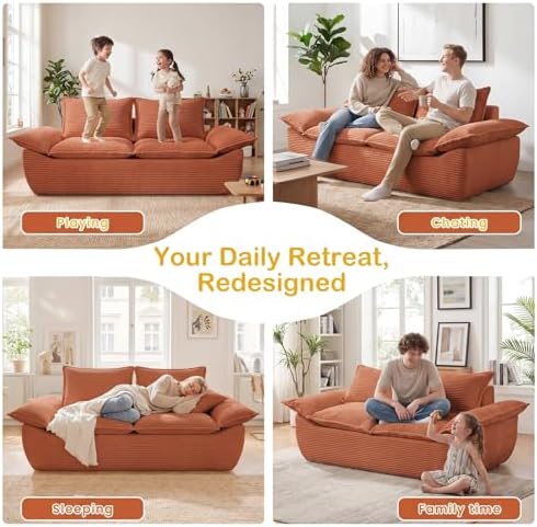 56" Boneless Loveseat, 2-Seater Boneless Sofa - Image 6